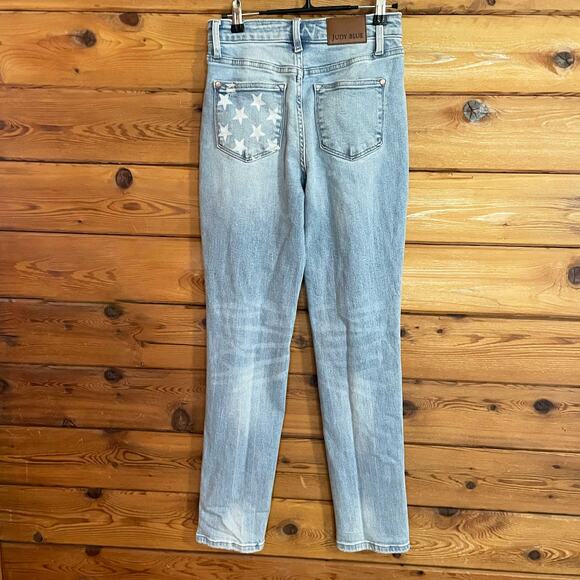 Judy Blue Star Struck Mid Rise Cuff Boyfriend Jeans Size 1/25 - Picture 2 of 8